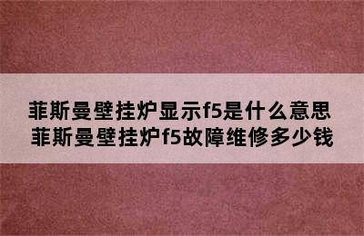 菲斯曼壁挂炉显示f5是什么意思 菲斯曼壁挂炉f5故障维修多少钱